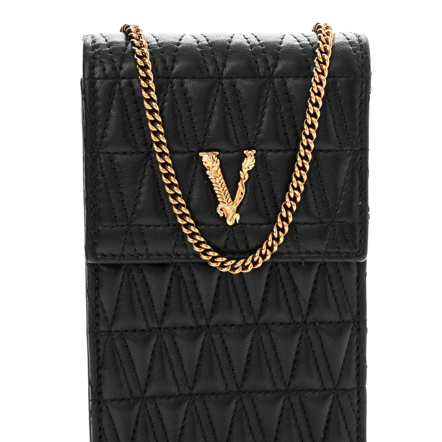 Nappa Quilted Virtus Cell Phone Crossbody Black