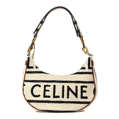 Celine Textile Medium Ava Shoulder Bag White Black 1 of 5