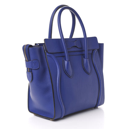 Celine Drummed Calfskin Micro Luggage Indigo 3 of 10