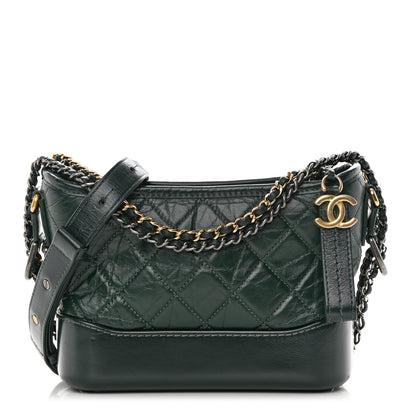Chanel Aged Calfskin Quilted Small Gabrielle Hobo Dark Green 1 of 14