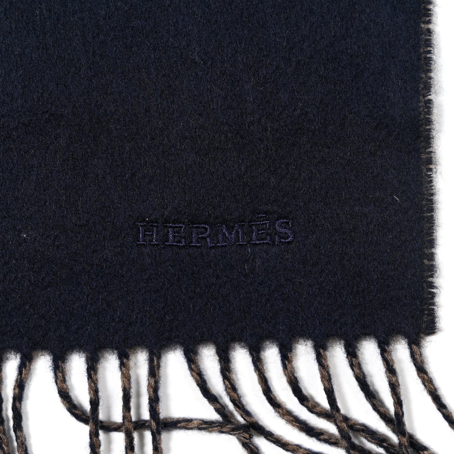 Cashmere Fringe Double Face Scarf Marine Bronze