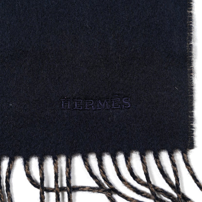 Hermes Cashmere Fringe Double Face Scarf Marine Bronze 4 of 4