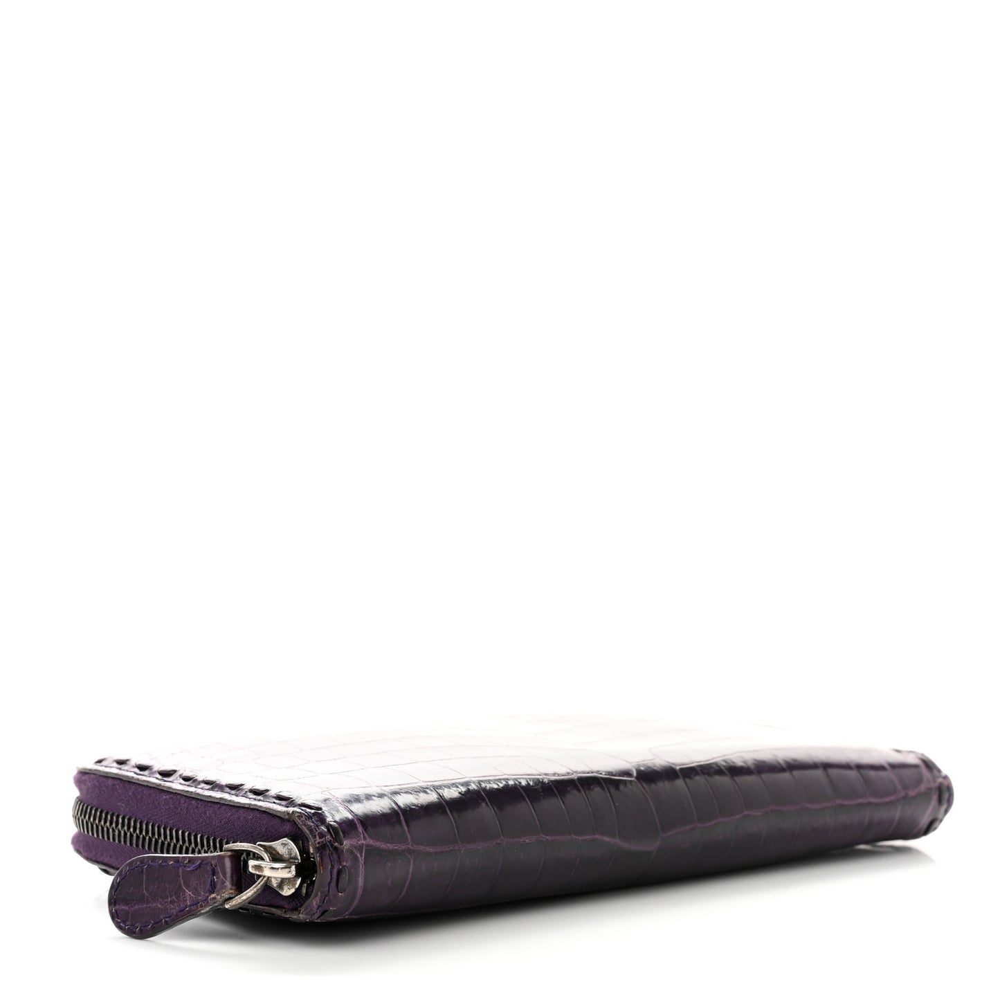 Shiny Crocodile Zip Around Wallet Purple