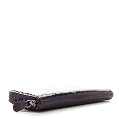 Bottega Veneta Shiny Crocodile Zip Around Wallet Purple 4 of 11