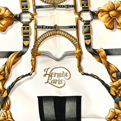Hermes Silk Grand Manege Detail Scarf 90 Navy White 2 of 4
