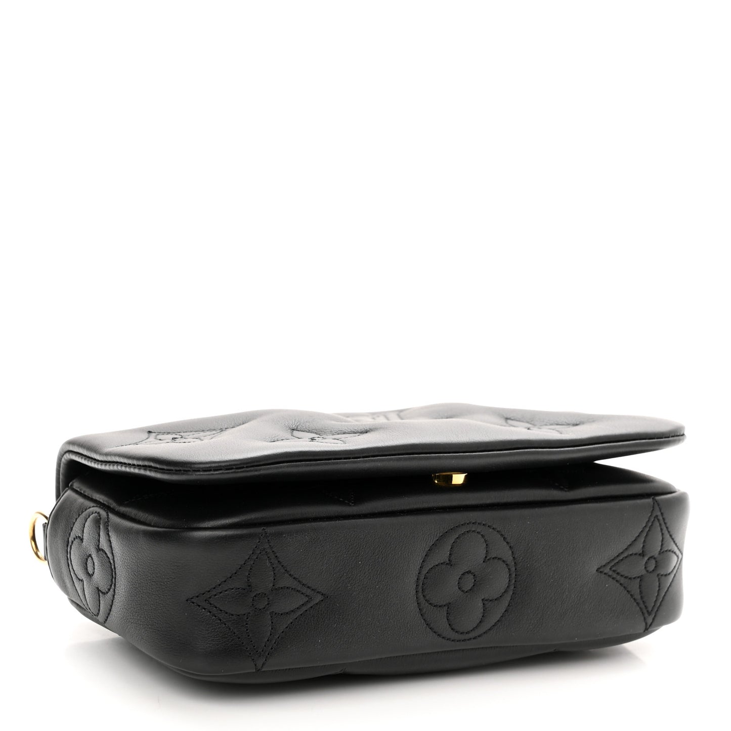 Calfskin Bubblegram Wallet On Strap Black