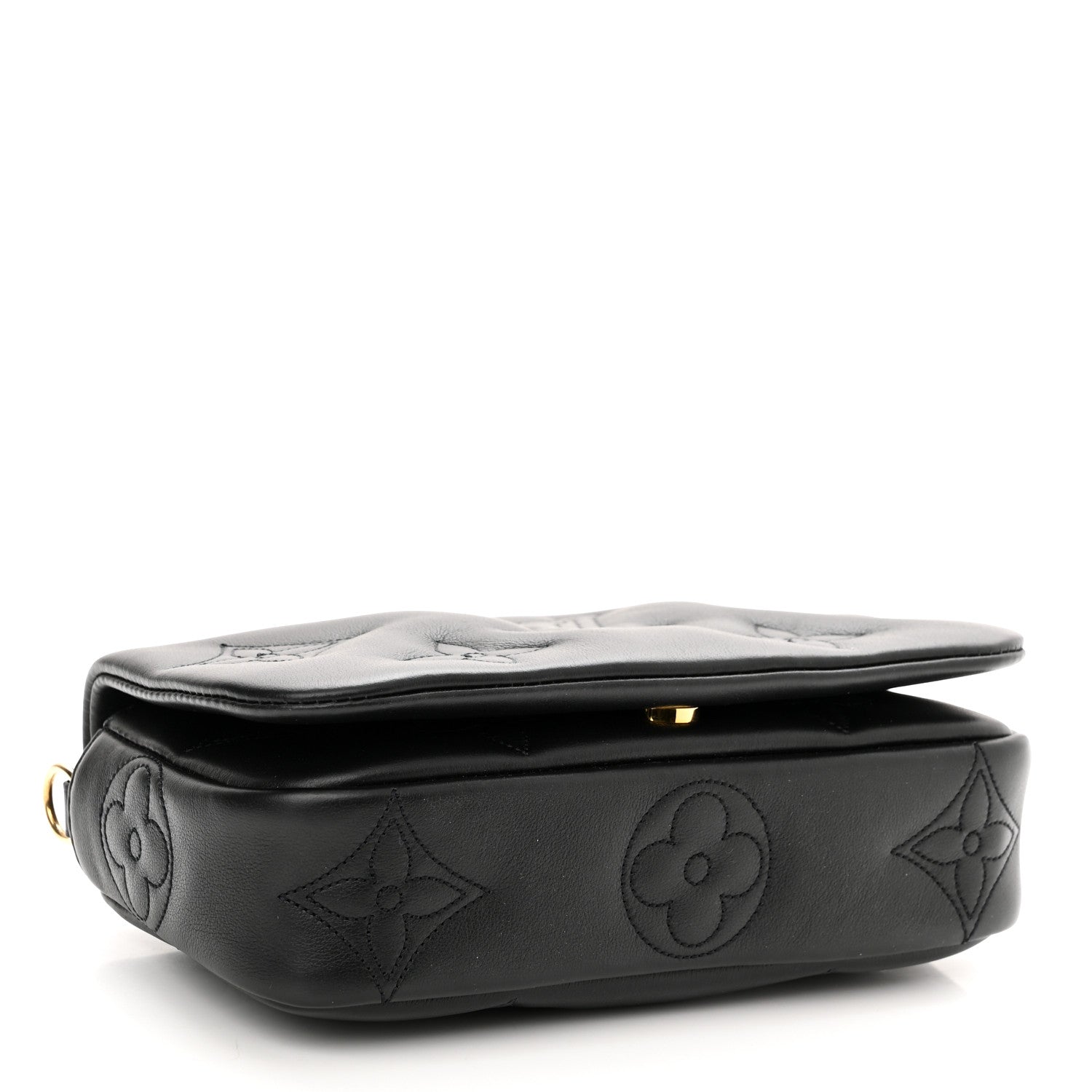 Louis Vuitton Calfskin Bubblegram Wallet On Strap Black 4 of 9