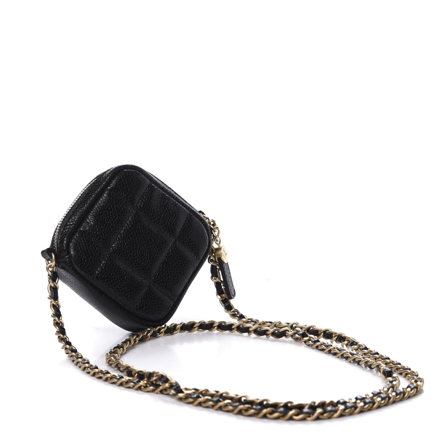 Chanel Caviar Quilted Diamond Coin Purse With Chain Black 3 of 11