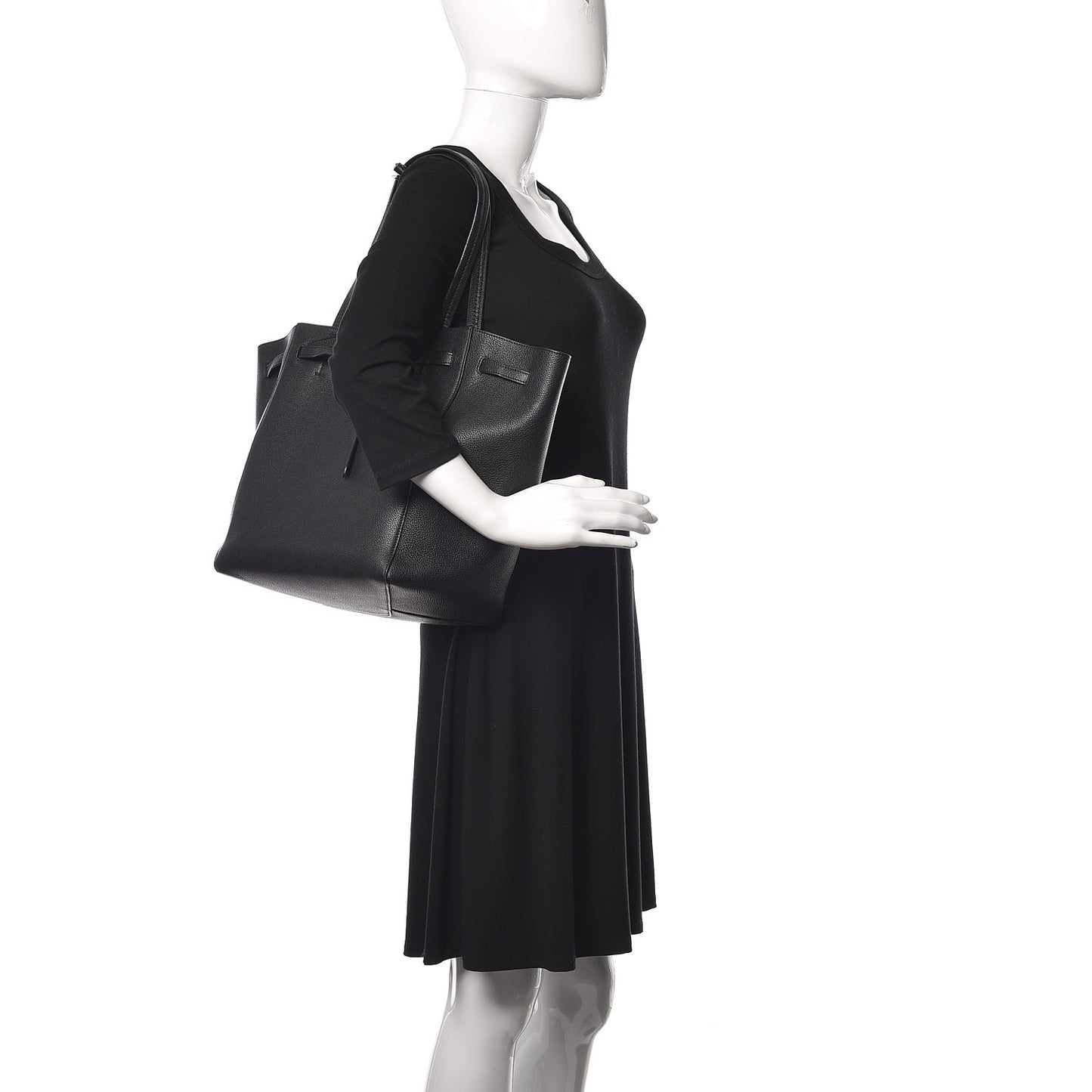 Soft Grained Calfskin Small Belt Cabas Phantom Black