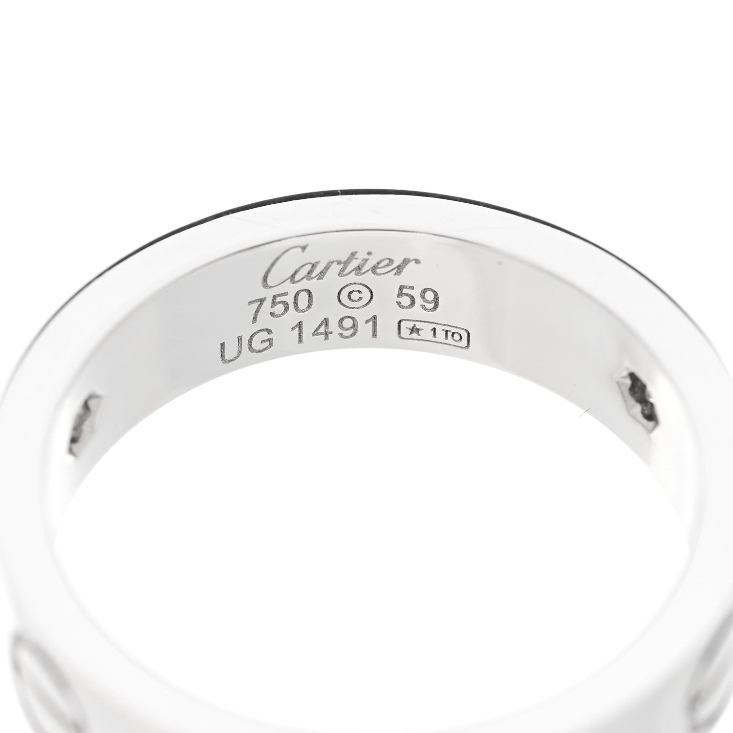 Cartier 18K White Gold 3 Diamond 5.5mm LOVE Ring 59 8.75 4 of 4