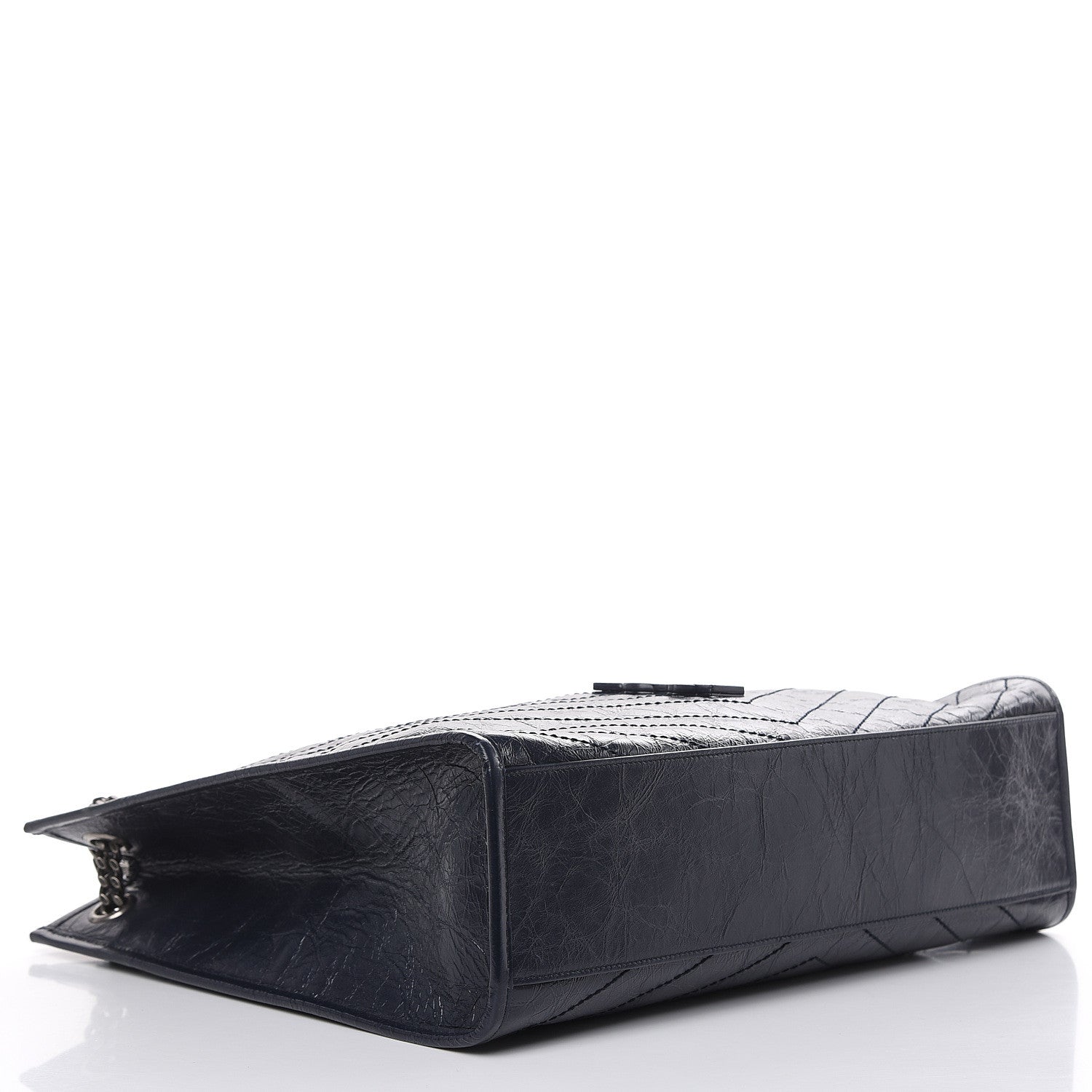 Saint Laurent Crinkled Calfskin Matelasse Monogram Niki Shoulder Bag Deep Marine 4 of 12