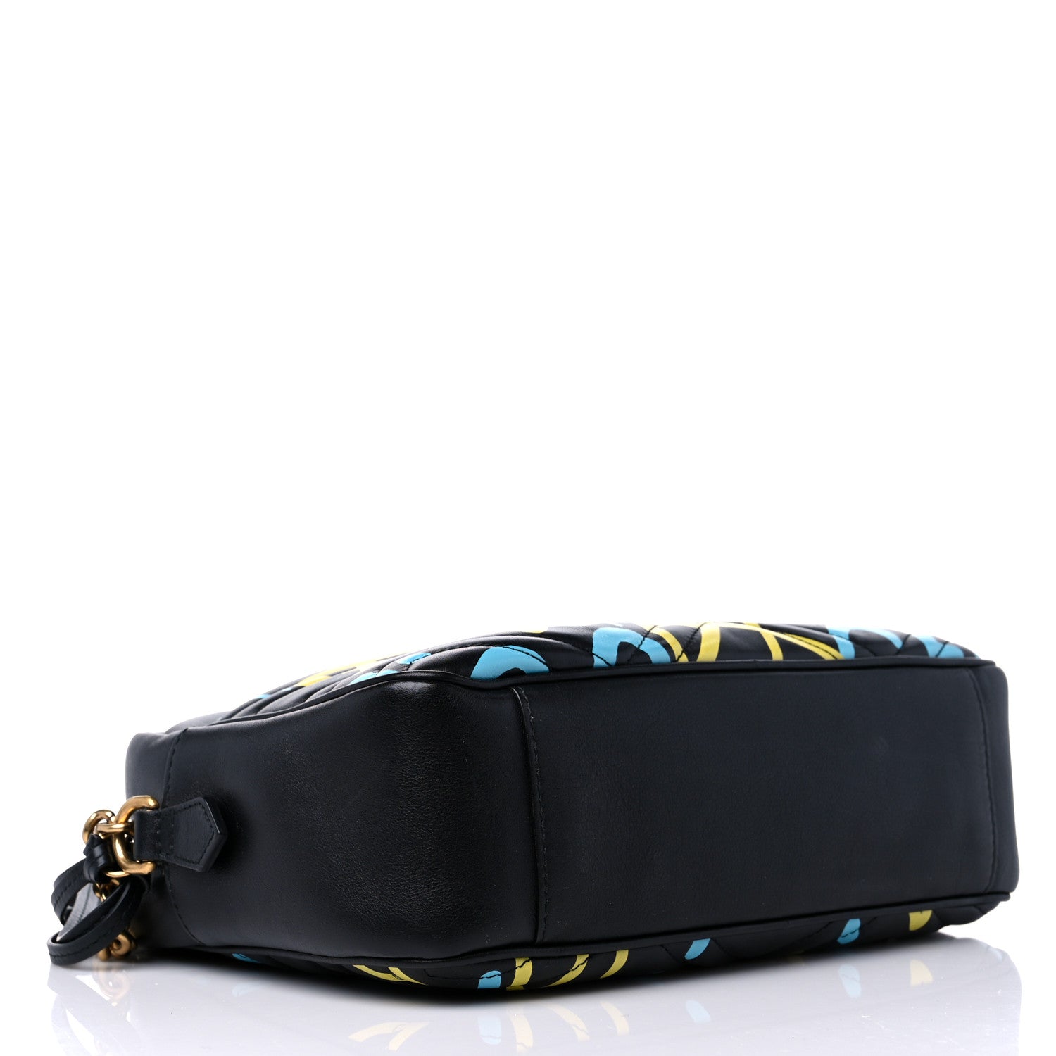 Gucci Calfskin Matelasse GucciGhost Medium GG Marmont Chain Shoulder Bag Black New Acquamarine 4 of 13