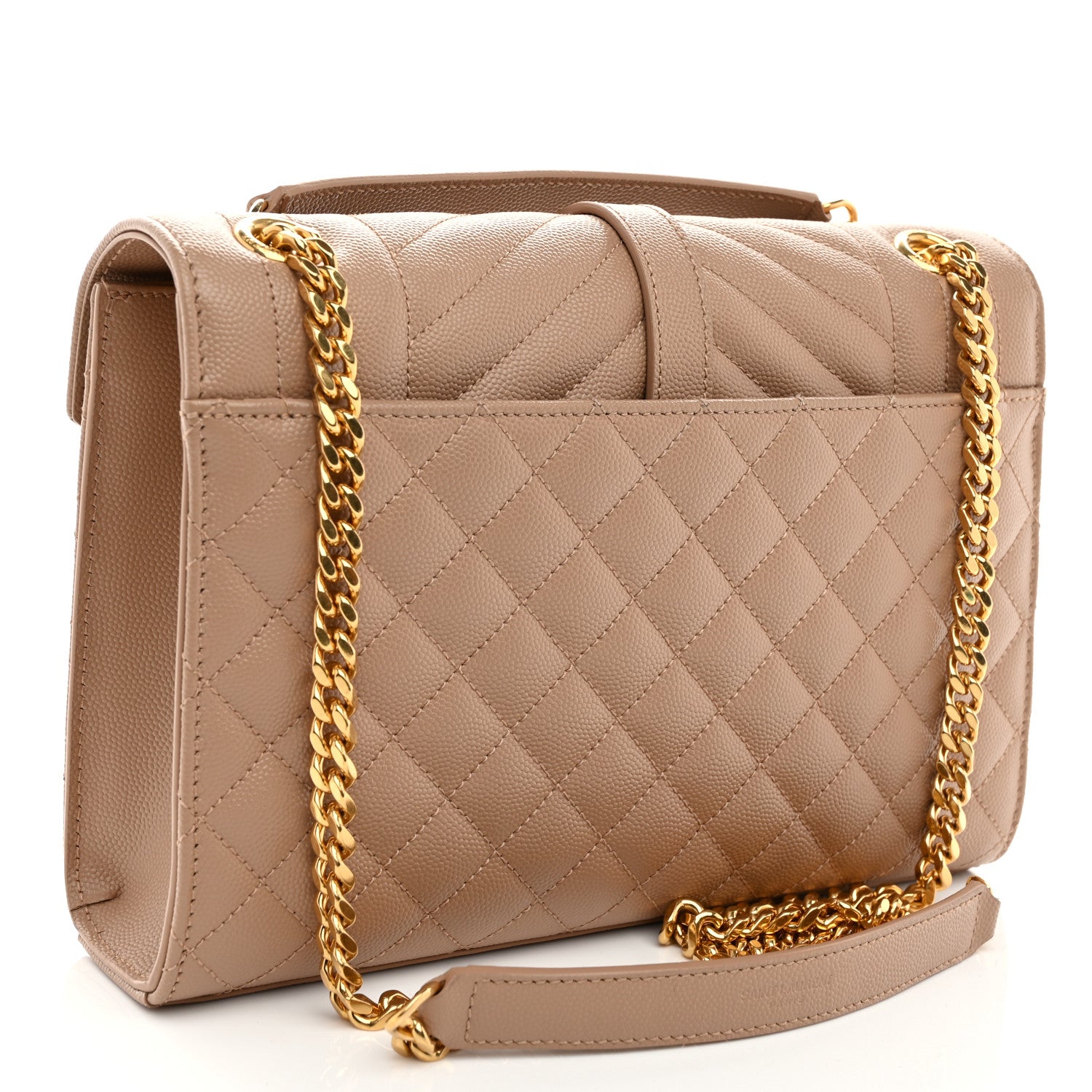 Saint Laurent Grain De Poudre Textured Mixed Matelasse Medium Triquilt Monogram Satchel Dark Latte 3 of 9