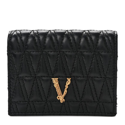 Versace Nappa Quilted Virtus Bifold Wallet Black 1 of 7