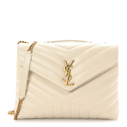 Saint Laurent Calfskin Y Quilted Monogram Medium Loulou Chain Satchel Crema Soft 1 of 9