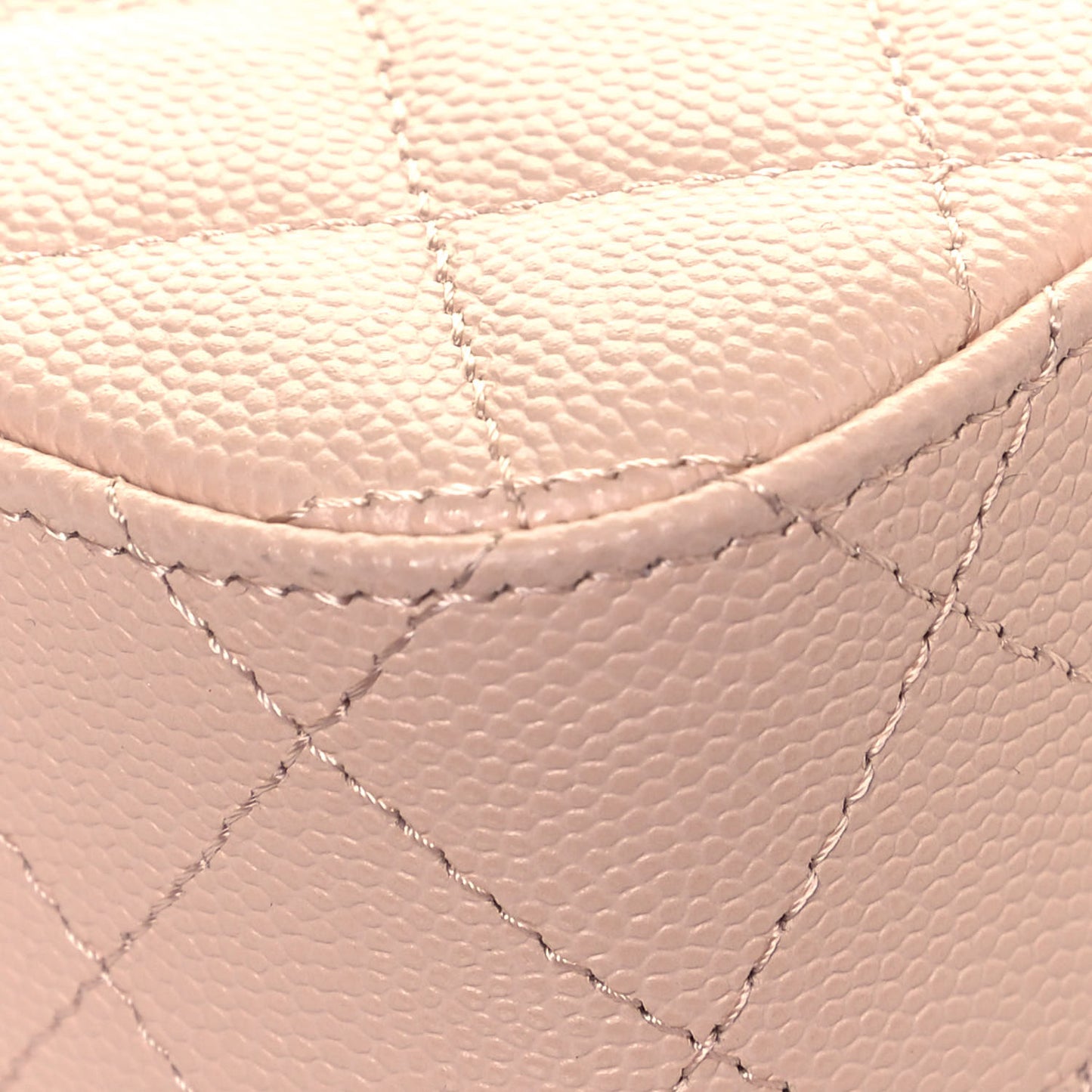 Caviar Quilted Mini Clutch With Chain Light Beige