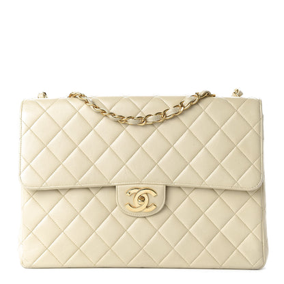 Chanel Lambskin Quilted Maxi Single Flap Beige 1 of 12