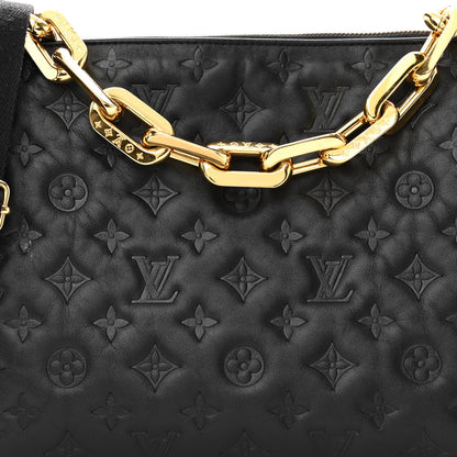 Louis Vuitton Lambskin Embossed Monogram Coussin MM Black 9 of 11