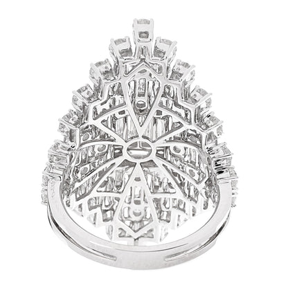 Parker & West by FASHIONPHILE 18K White Gold Diamond 2.95ctw Round Baguette Cut Cocktail Ring 53 6.5 7 of 8