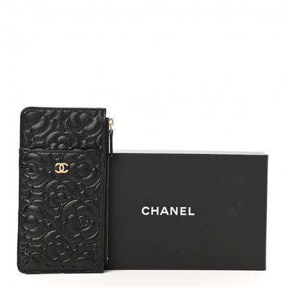 Chanel Caviar Camellia Embossed Classic Flat Wallet Pouch Black 8 of 8