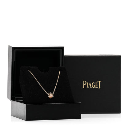 Piaget 18K Rose Gold Diamond .06ct Rose Pendant Necklace 5 of 5