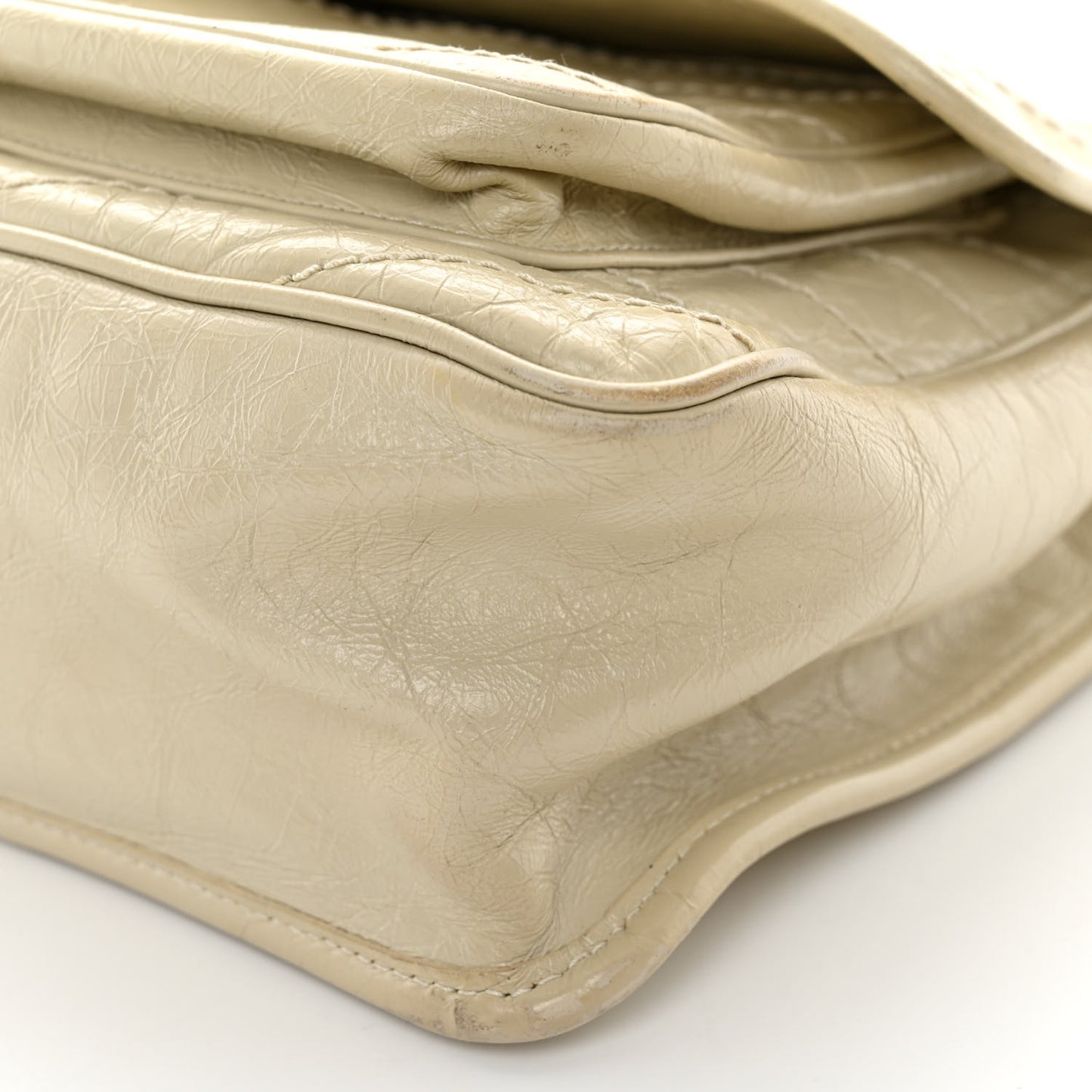 Crinkled Calfskin Matelasse Monogram Medium Niki Chain Satchel Ivory