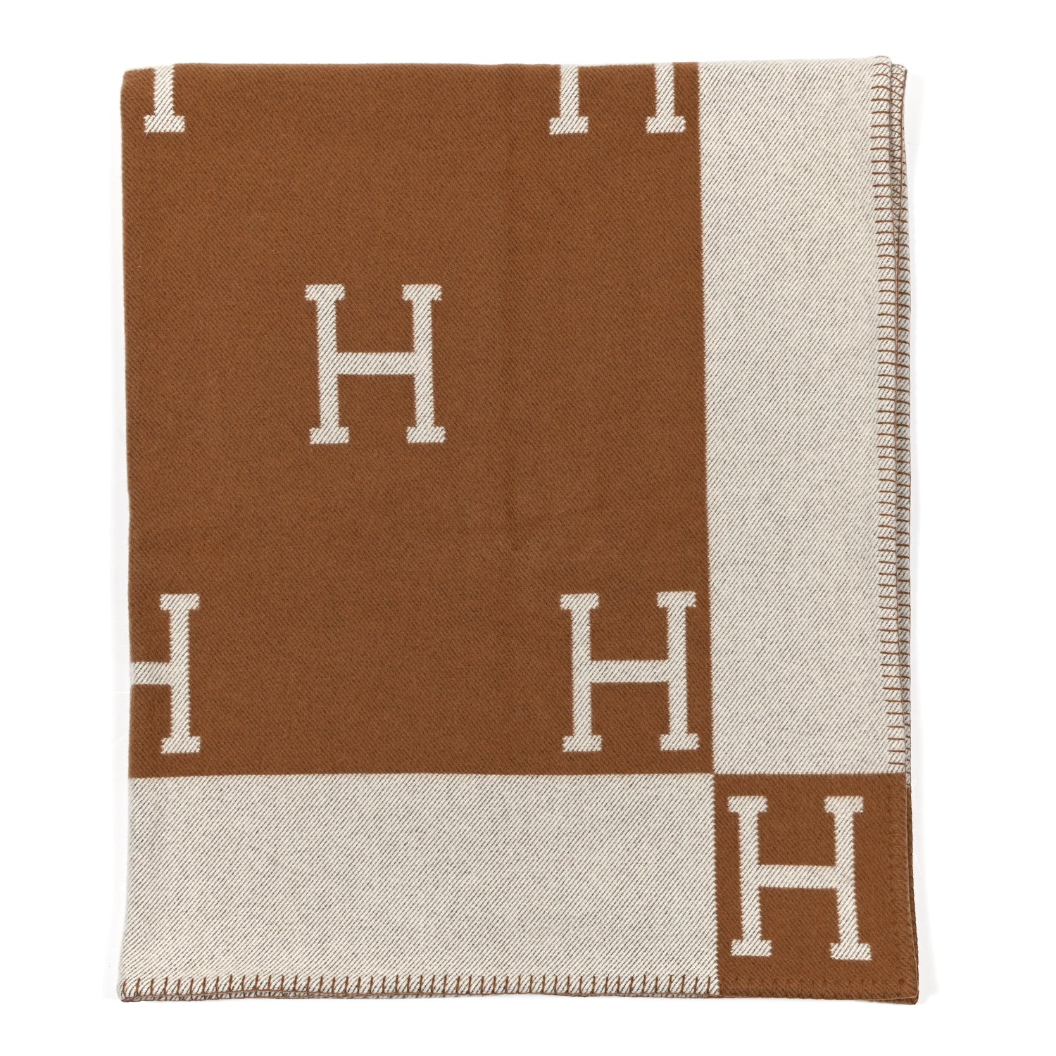 Hermes Wool Cashmere Avalon Blanket Ecru Camel 1 of 3