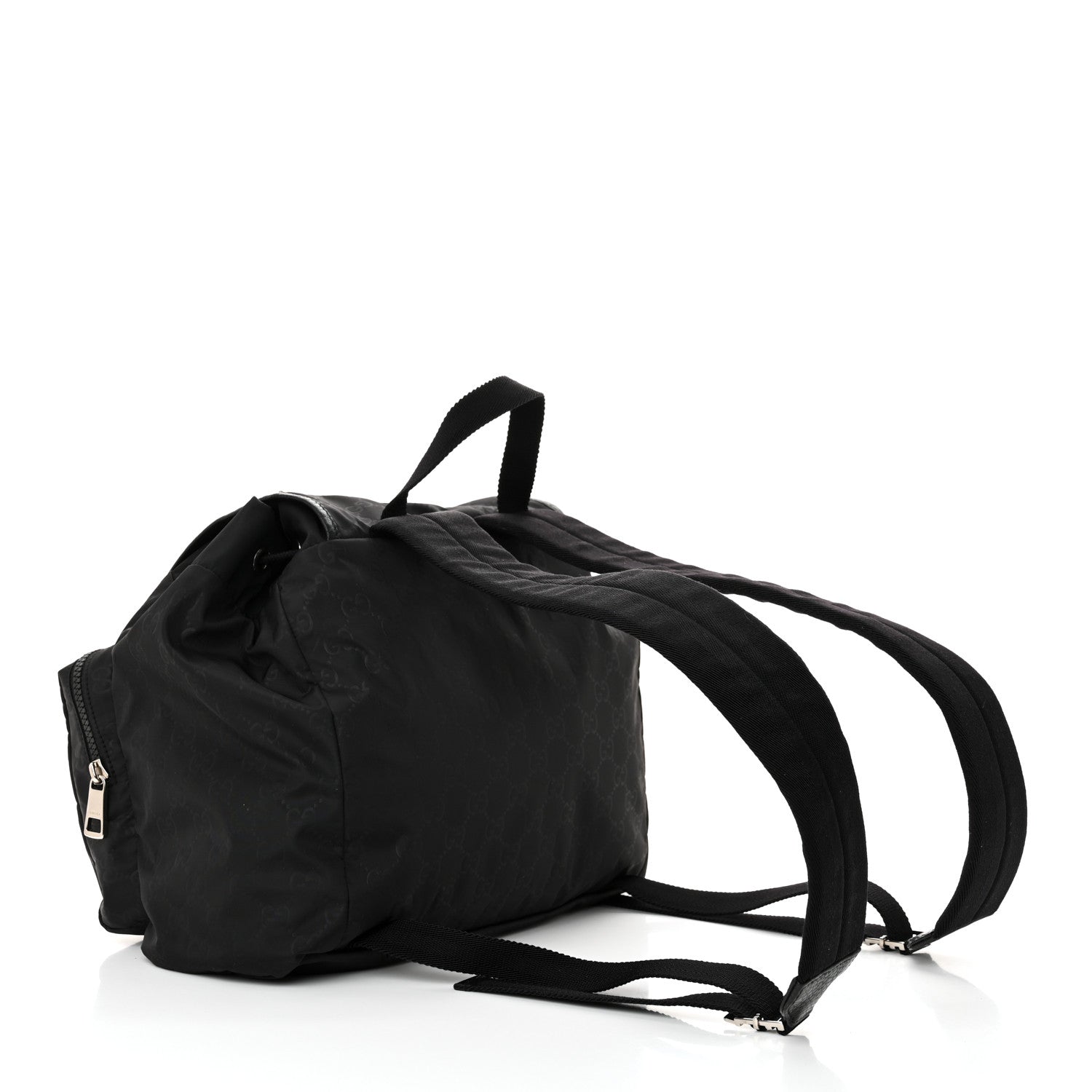 Gucci Nylon Monogram Medium Light Single Buckle Backpack Black 3 of 10