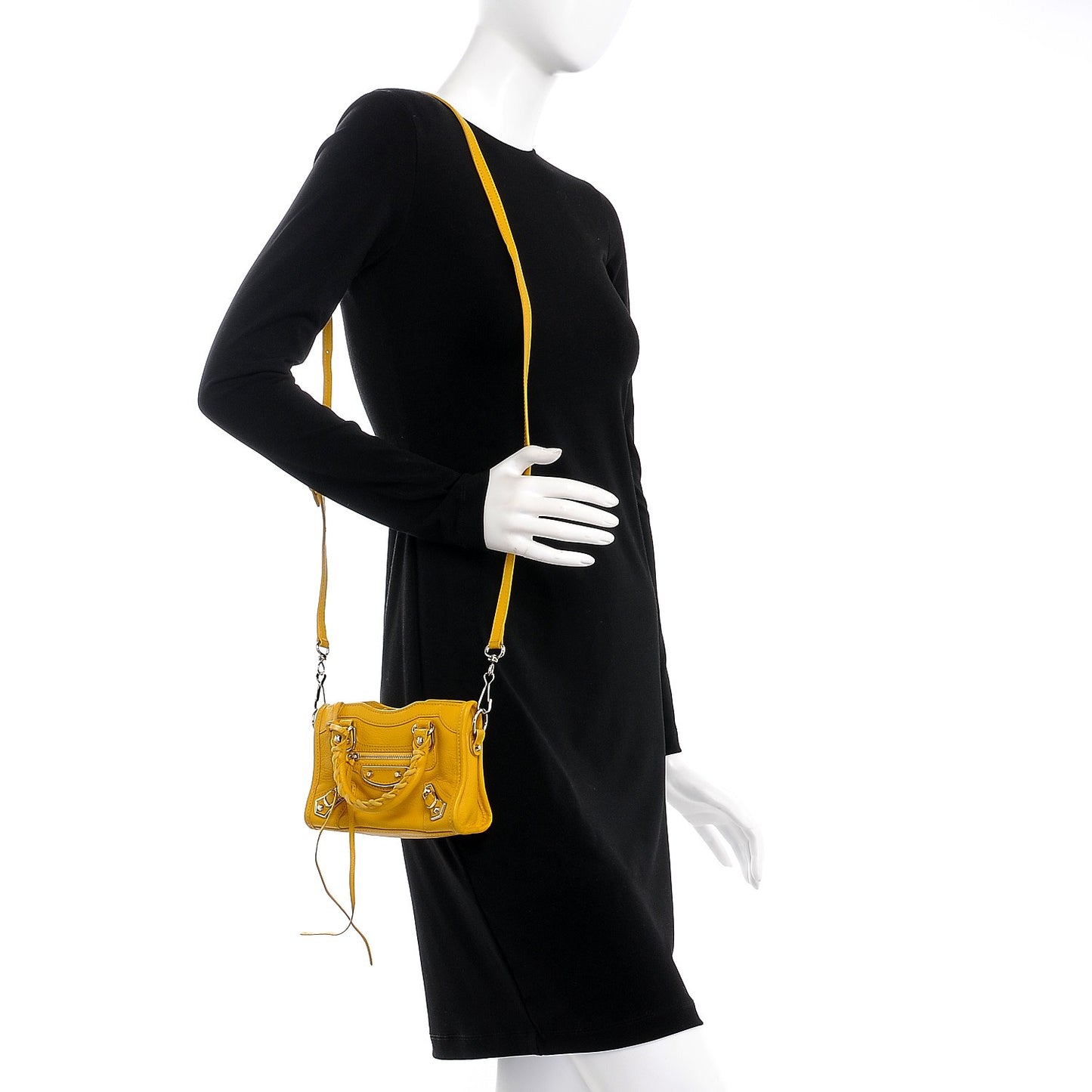 Chevre Silver Metallic Edge Hardware Nano City Jaune Epi