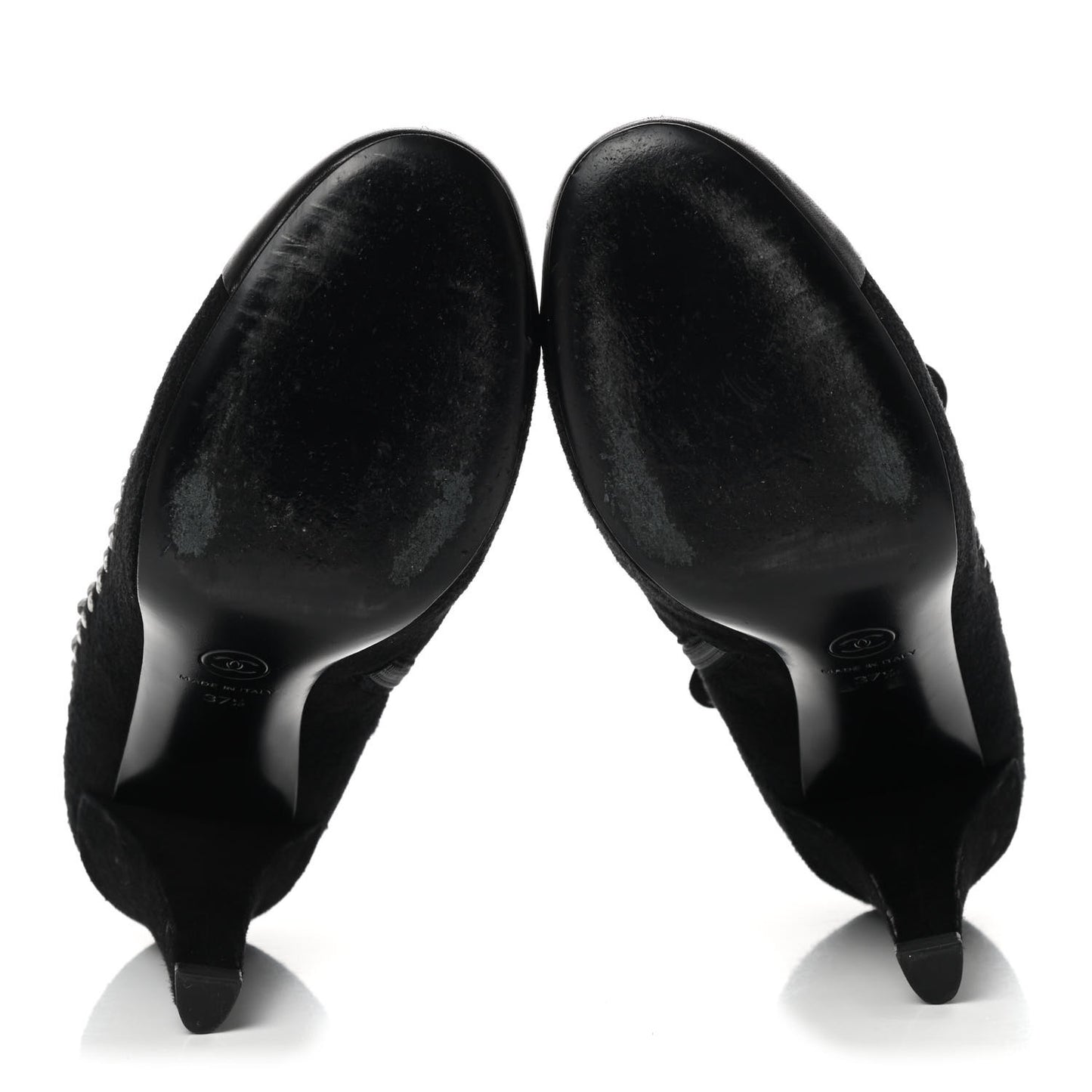 Suede Lambskin Short Boots 37.5 Black White