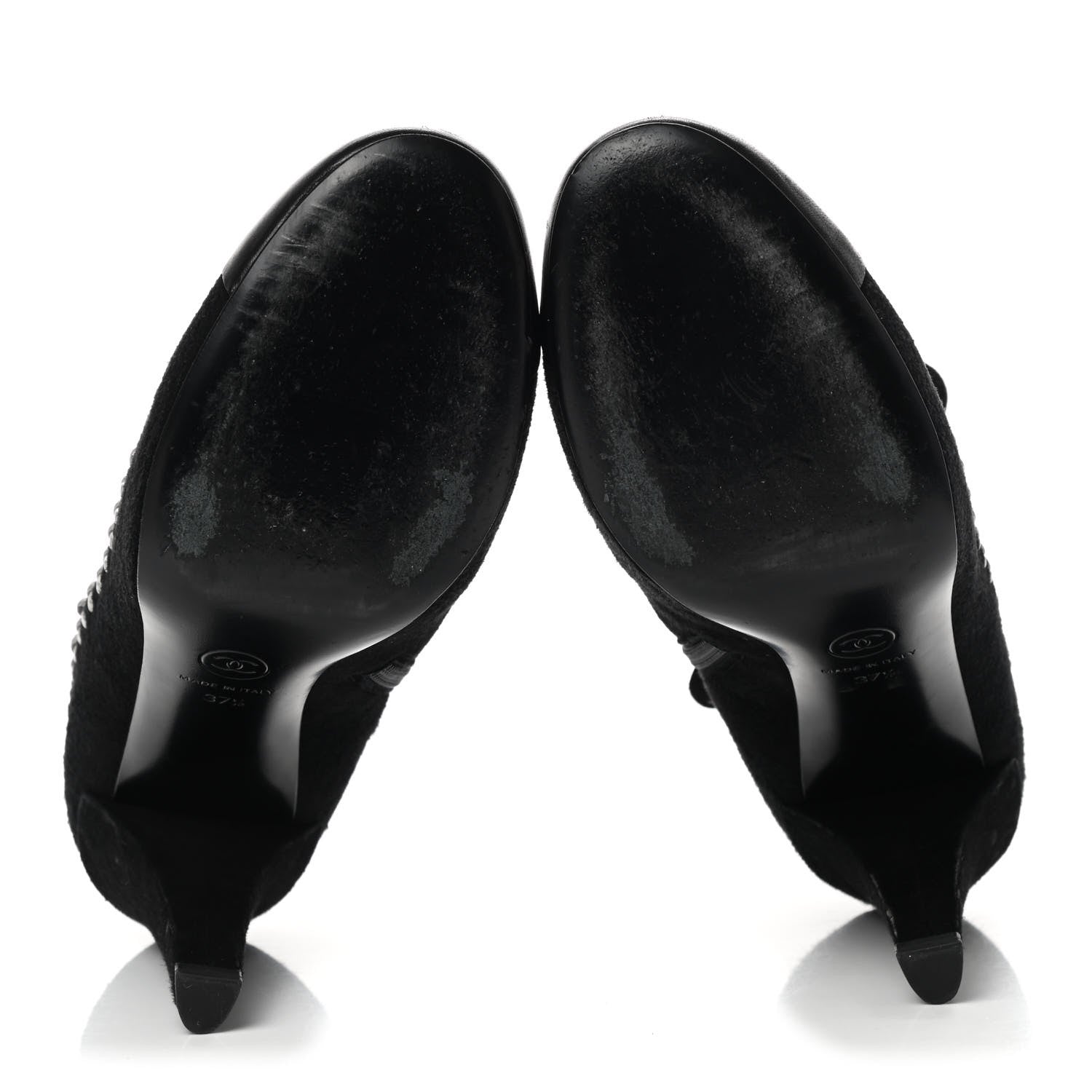 Chanel Suede Lambskin Short Boots 37.5 Black White 5 of 10