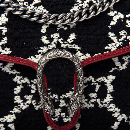 Gucci Tweed GG Monogram Mini Dionysus Chain Wallet Black White Romantic Cherry 10 of 10