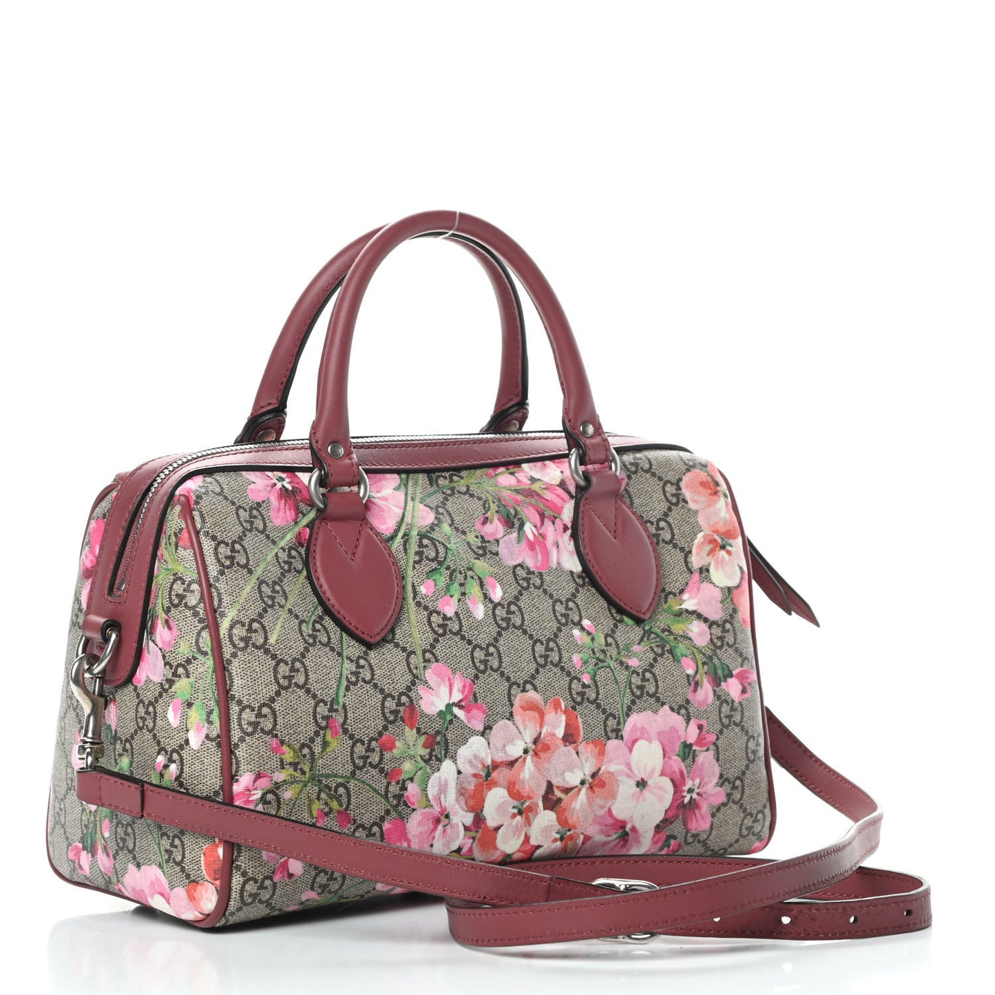 GG Supreme Monogram Blooms Small Boston Beige Multicolor Dry Rose