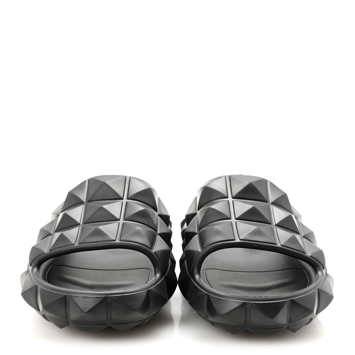 Valentino Garavani Rubber Roman Stud Turtle Slide Sandals 36 Black 3 of 8