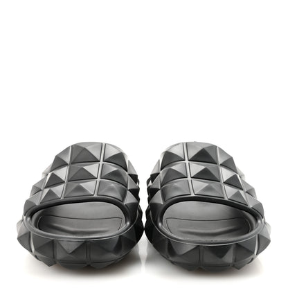 Valentino Garavani Rubber Roman Stud Turtle Slide Sandals 36 Black 3 of 8