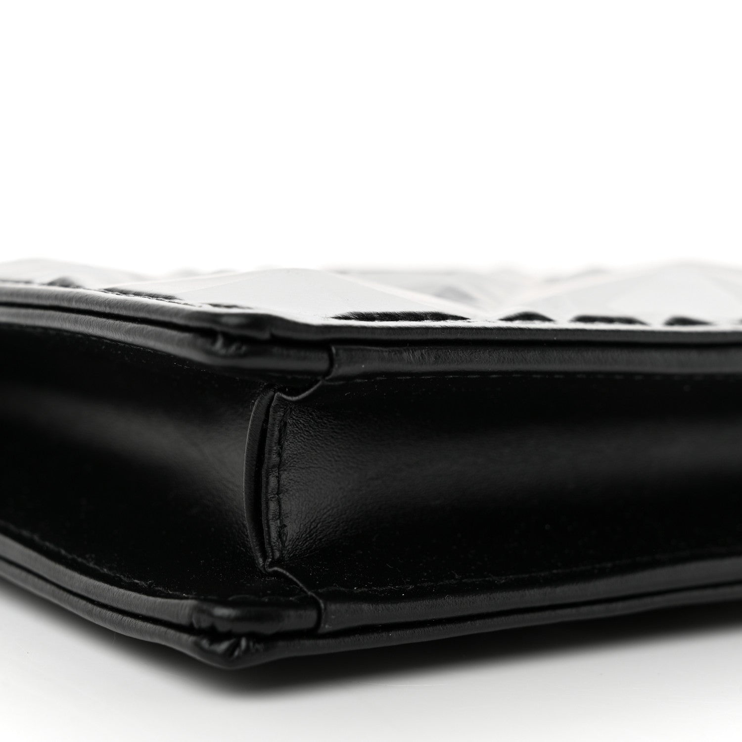 Christian Dior CHRISTIAN DIOR Calfskin Macrocannage Diamond Caro Zipped Pouch With Chain Black 9 of 11