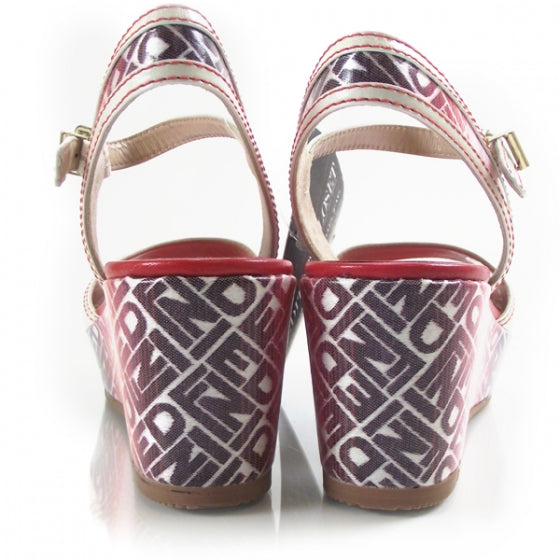Fendi Zeppa Monogram Platform Sandals Rosso/Bianco Size 41 3 of 7
