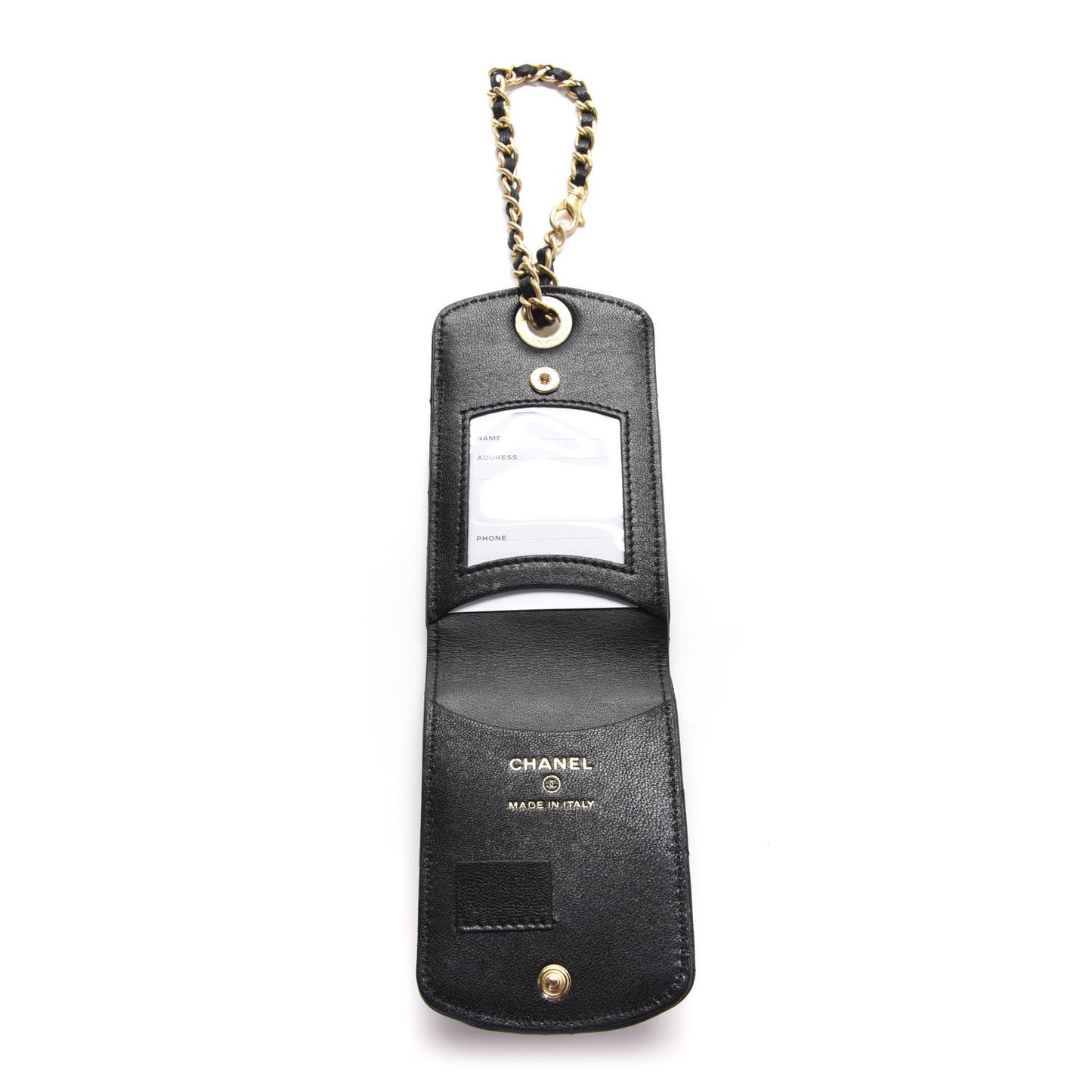 Lambskin Quilted 19 Luggage Tag Black