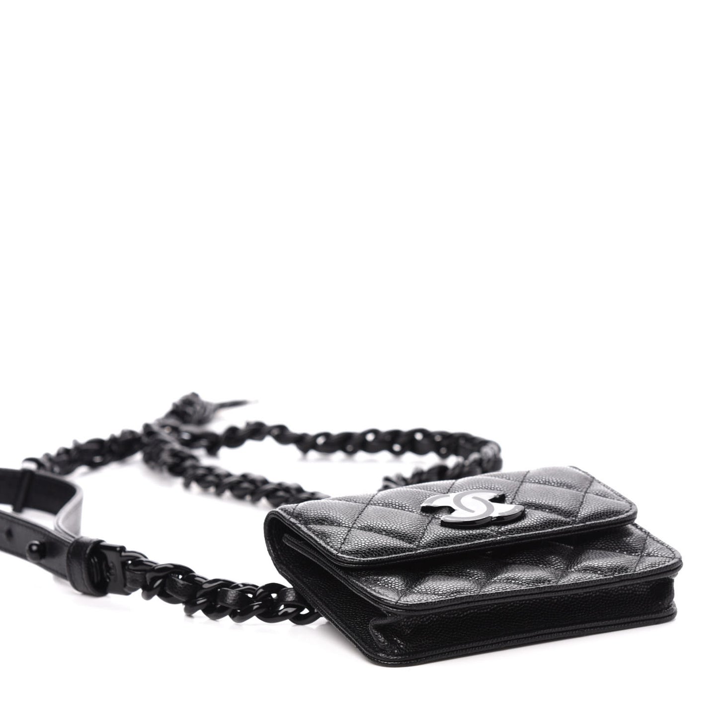 Caviar Quilted My Everything Belt Flap Card Holder Black