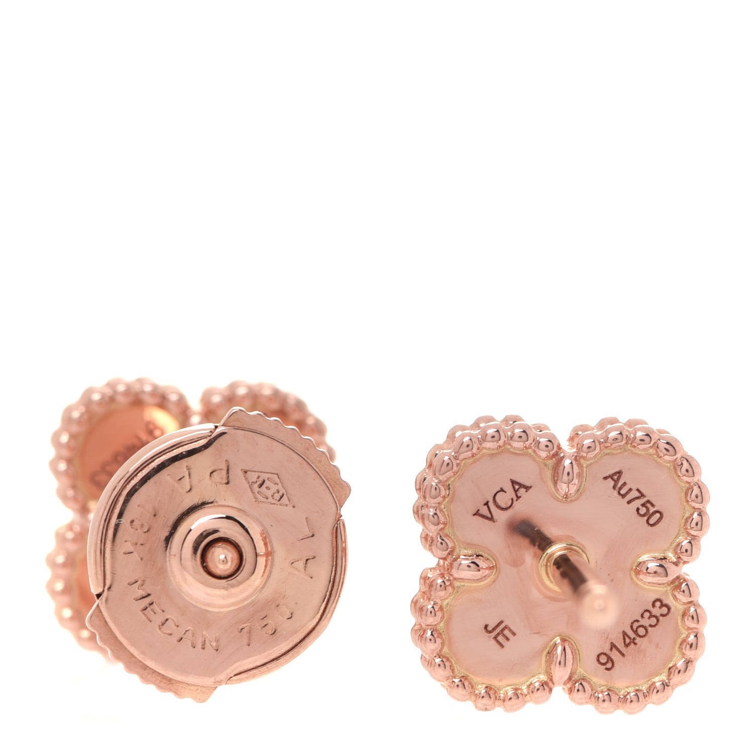 Van Cleef & Arpels 18K Rose Gold Carnelian Sweet Alhambra Earrings 4 of 5