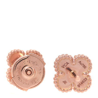 Van Cleef & Arpels 18K Rose Gold Carnelian Sweet Alhambra Earrings 4 of 5