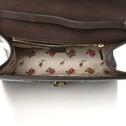 Gucci Calfskin Embroidered Medium Sylvie Top Handle Bag New Acero Multicolor 5 of 9