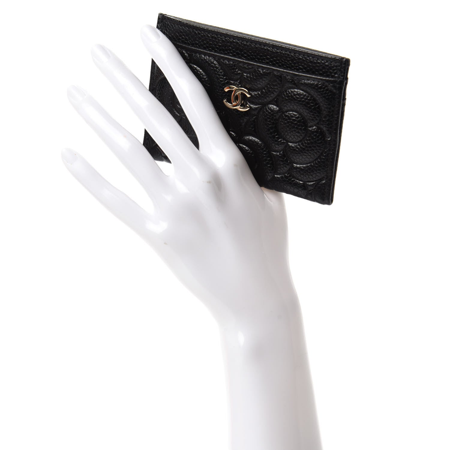 Chanel Caviar Camellia Embossed Card Holder Black 2 of 9