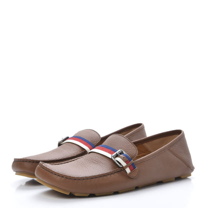 Gucci Calfskin Mens Web Sylvie Web Buckle Driver Loafers 11 Brown 3 of 9