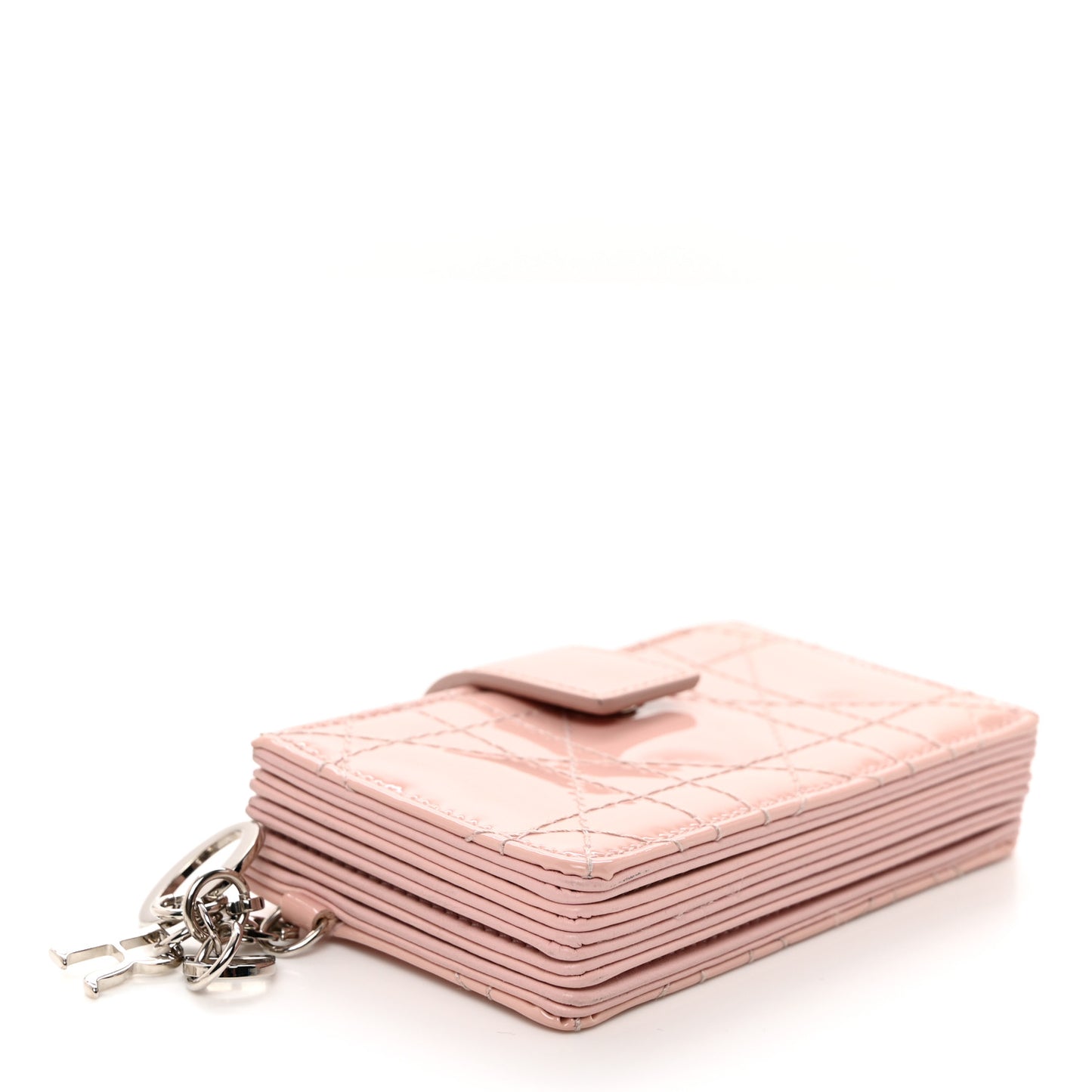CHRISTIAN DIOR Patent Cannage Lady Dior 5-Gusset Card Holder Pink