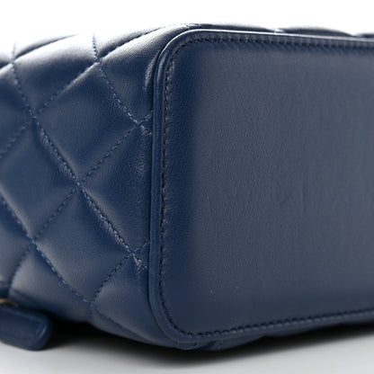 Chanel Lambskin Quilted Small Top Handle Vanity Case With Chain Dark Blue 9 of 11
