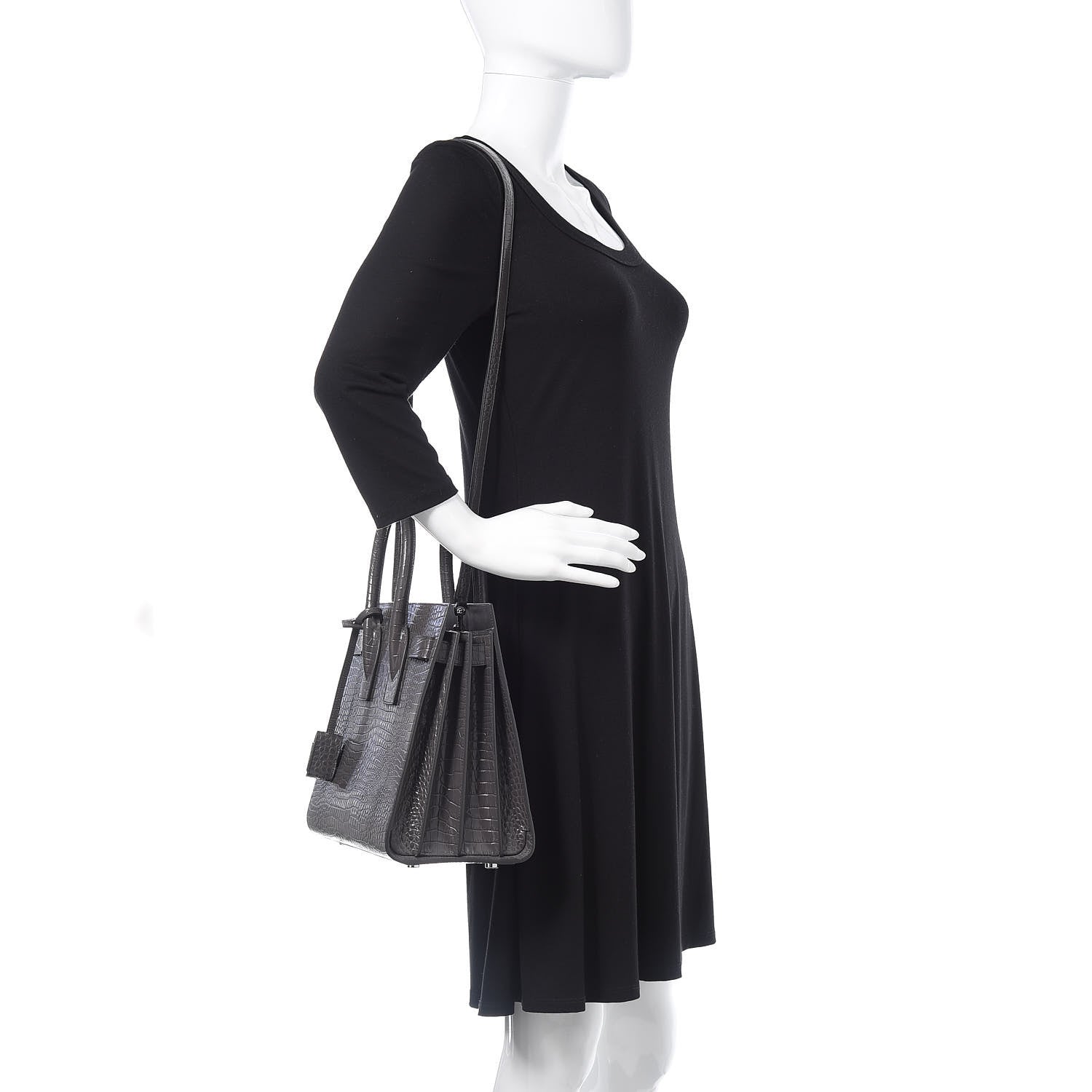 Saint Laurent Crocodile Embossed Small Sac De Jour Asphalt 2 of 14