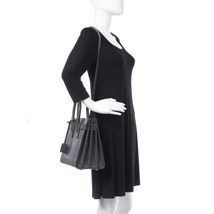 Saint Laurent Crocodile Embossed Small Sac De Jour Asphalt 2 of 14