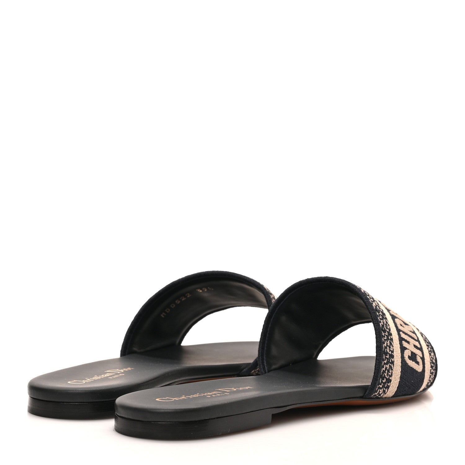 Christian Dior Canvas Embroidered Dway Mules Slide Sandals 39.5 Deep Blue 4 of 7
