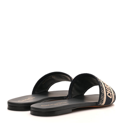 Christian Dior Canvas Embroidered Dway Mules Slide Sandals 39.5 Deep Blue 4 of 7